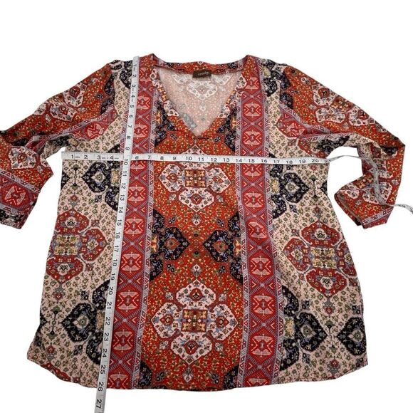 Crosby. Orange and blue boho vneck tunic style top size xlarge - Picture 3 of 5